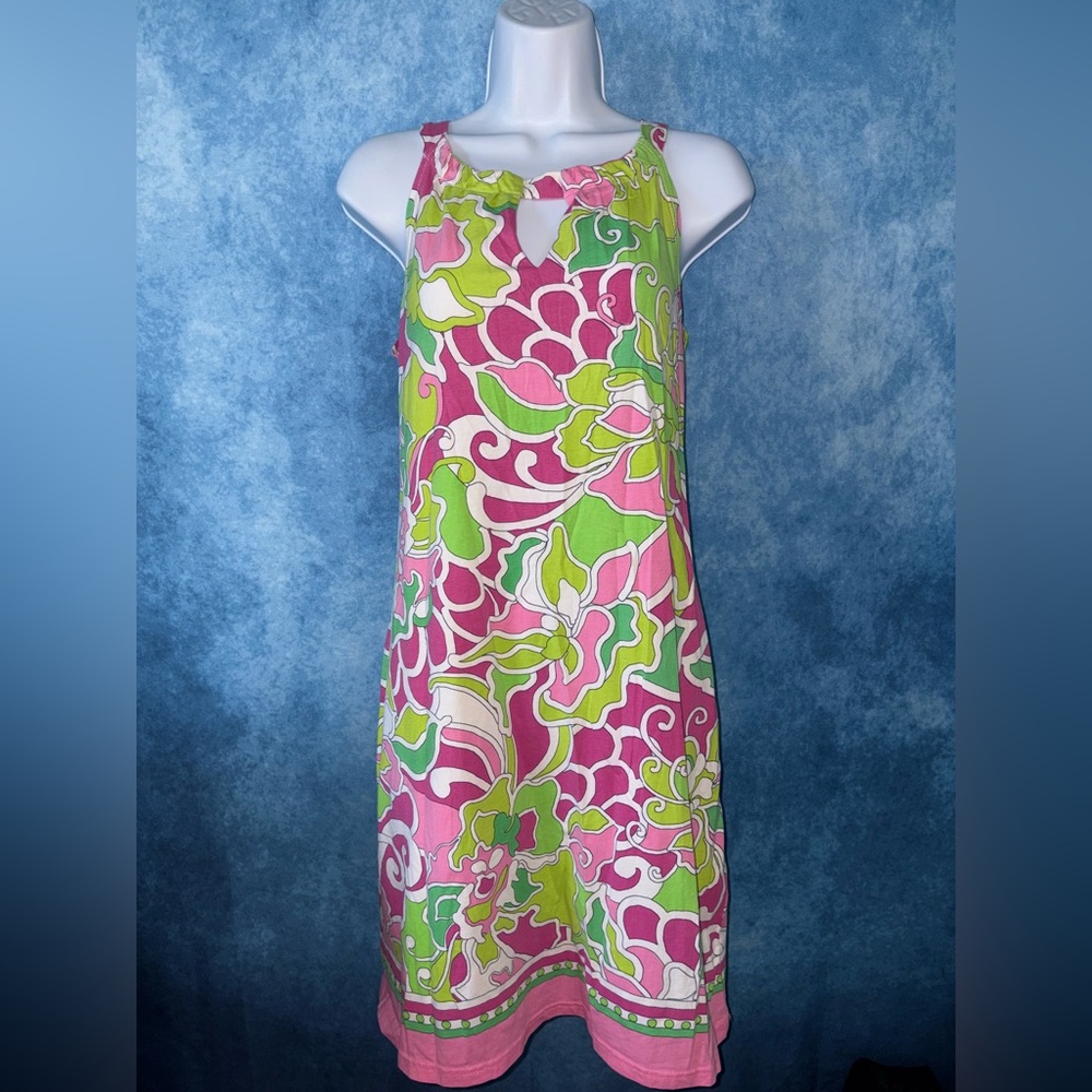 Barbara Gerwit Pink & Lime Floral Keyhole Dress